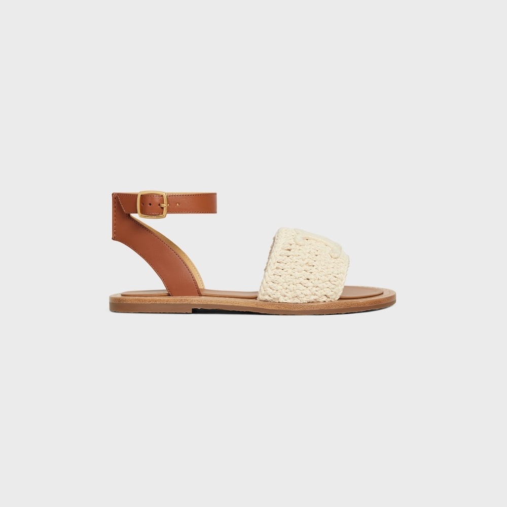 CELINE LYMPIA SANDAL IN TRIOMPHE MACCRAMÉ COTTON & CALFSKIN | BRAND NEW